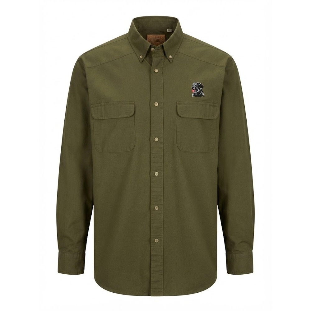 Macks Prairie Wings Mens XLT Green Cotton Embroidered Black Lab Field Shirt